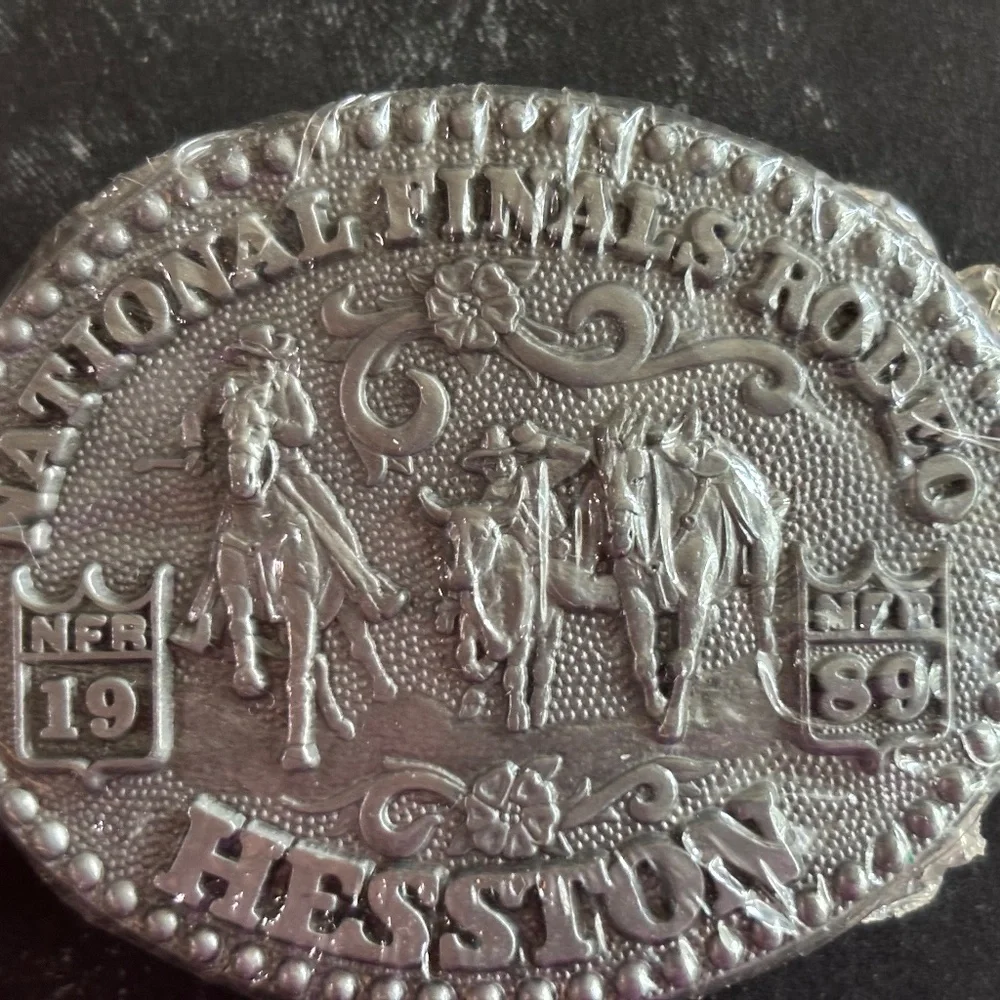 Hesston 1989 Silver Youth National Finals Rodeo Commemorative Series Belt Buckle